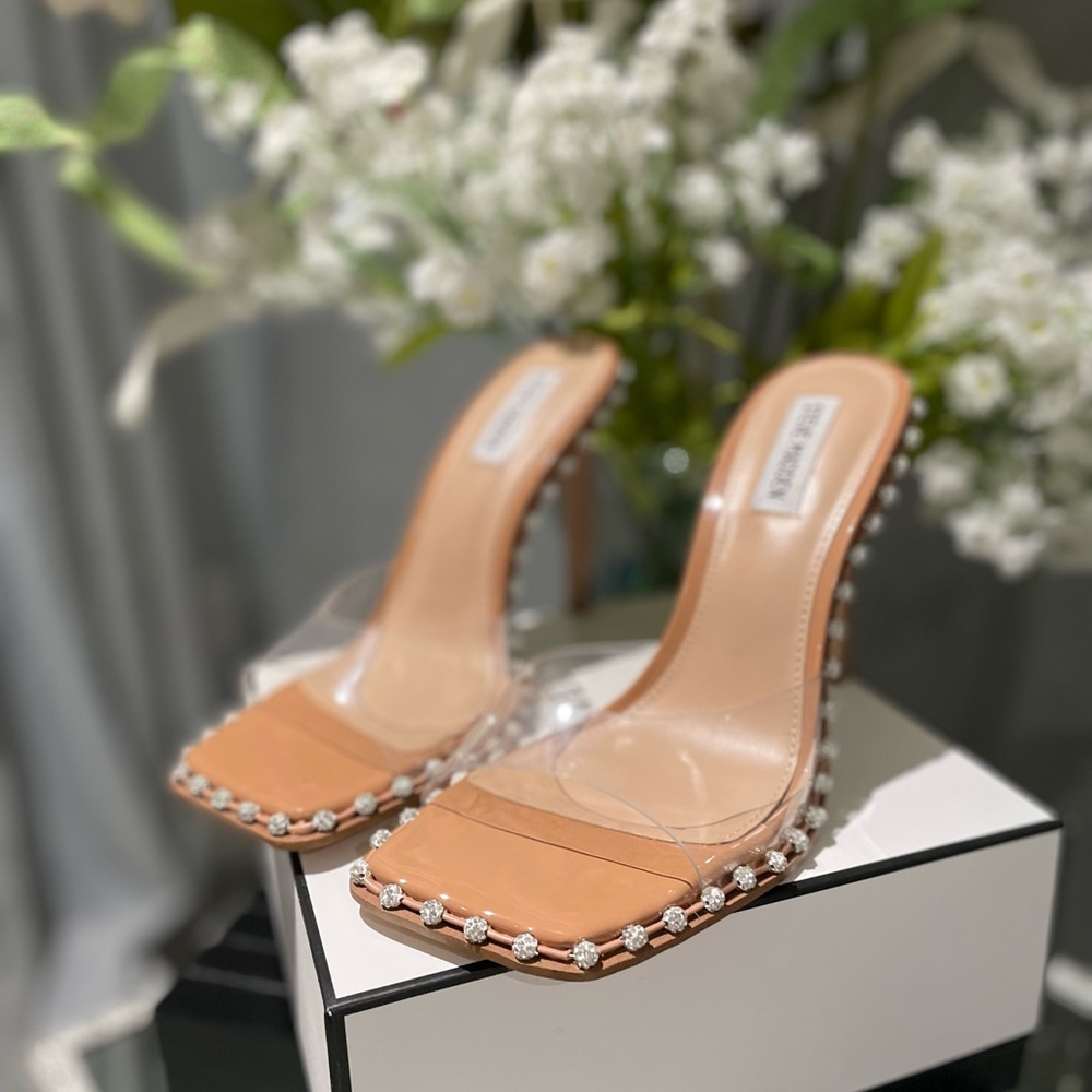 Steve Madden diamond studded Barbie high heeled slipper, New without tag